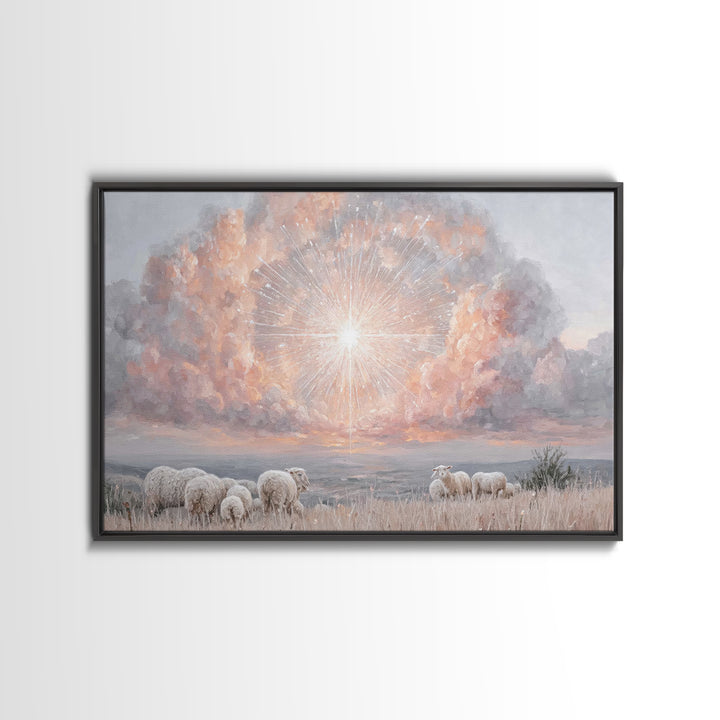 Radiant Bethlehem Sky, Framed Canvas Print, Christian Christmas Art, Christian Wall Art, Christmas Art Prints, Christian Art Canvas, Modern