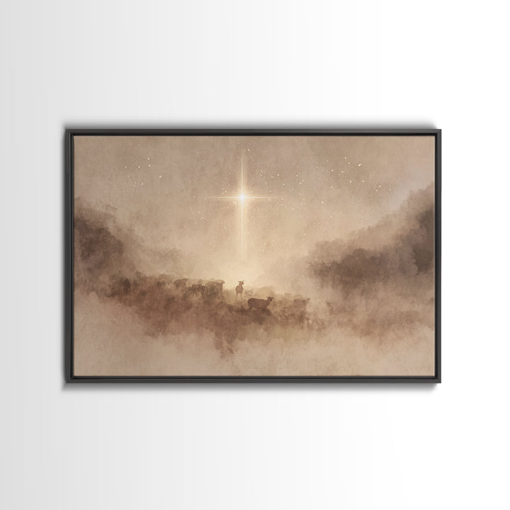 Star Of Mercy – Framed Canvas Print – Christian Christmas Art – Christian Wall Art – Christmas Art Prints – Christian Art Canvas – Moody Ch