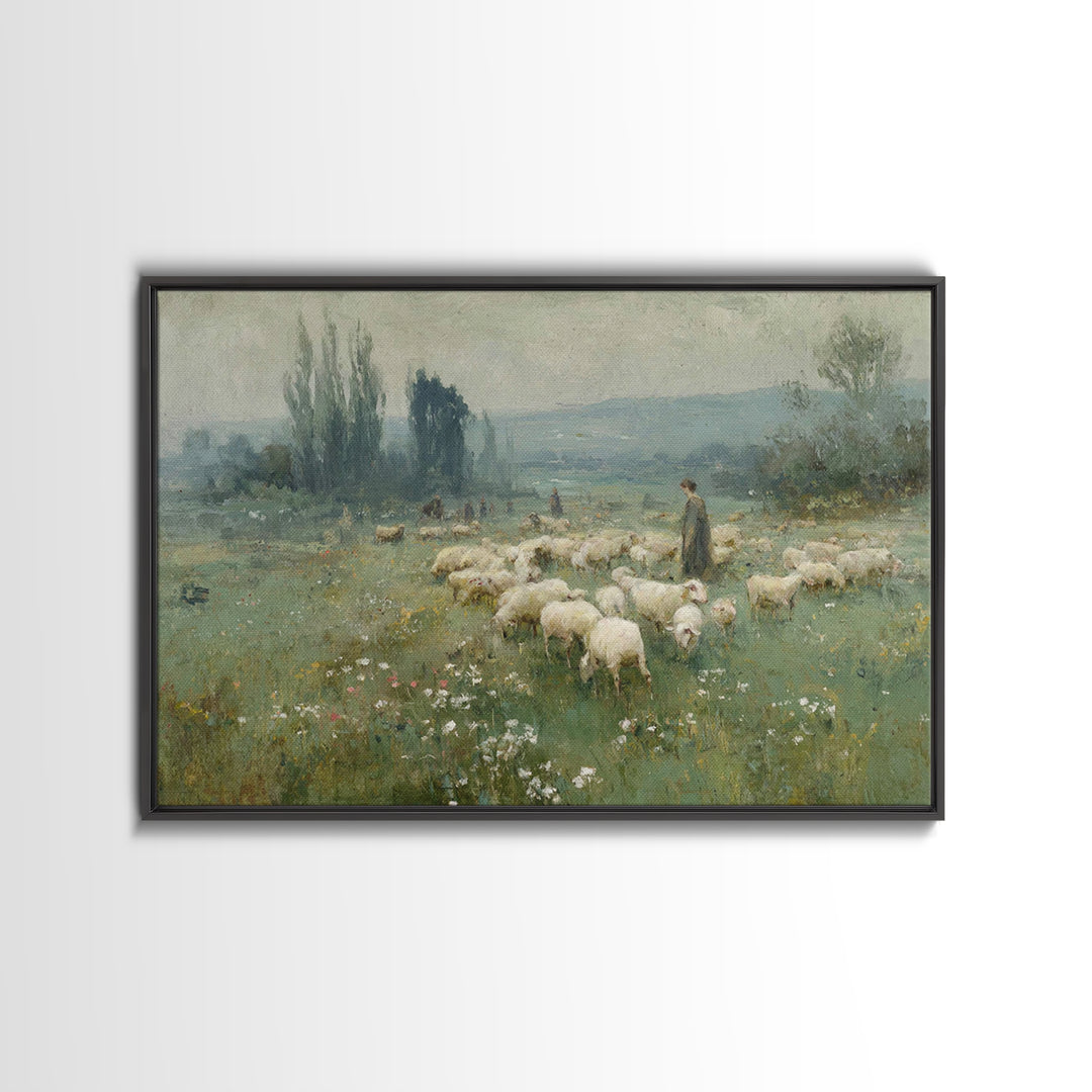 Leading Light Meadow, Framed Canvas Print, Jesus Painting, Christian Wall Art, Christian Art Canvas, Christian Art Print, Christian Gift Id