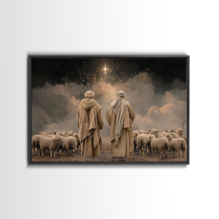 Shepherds Of Glory – Framed Canvas Print – Christian Christmas Art – Christian Art Canvas – Christian Wall Art – Christmas Wall Art – Chris