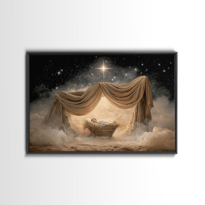 Divine Star Promise | Framed Canvas Print | Christian Art Canvas | Christian Wall Art | Christmas Art | Christian Christmas Art | Jesus Pai