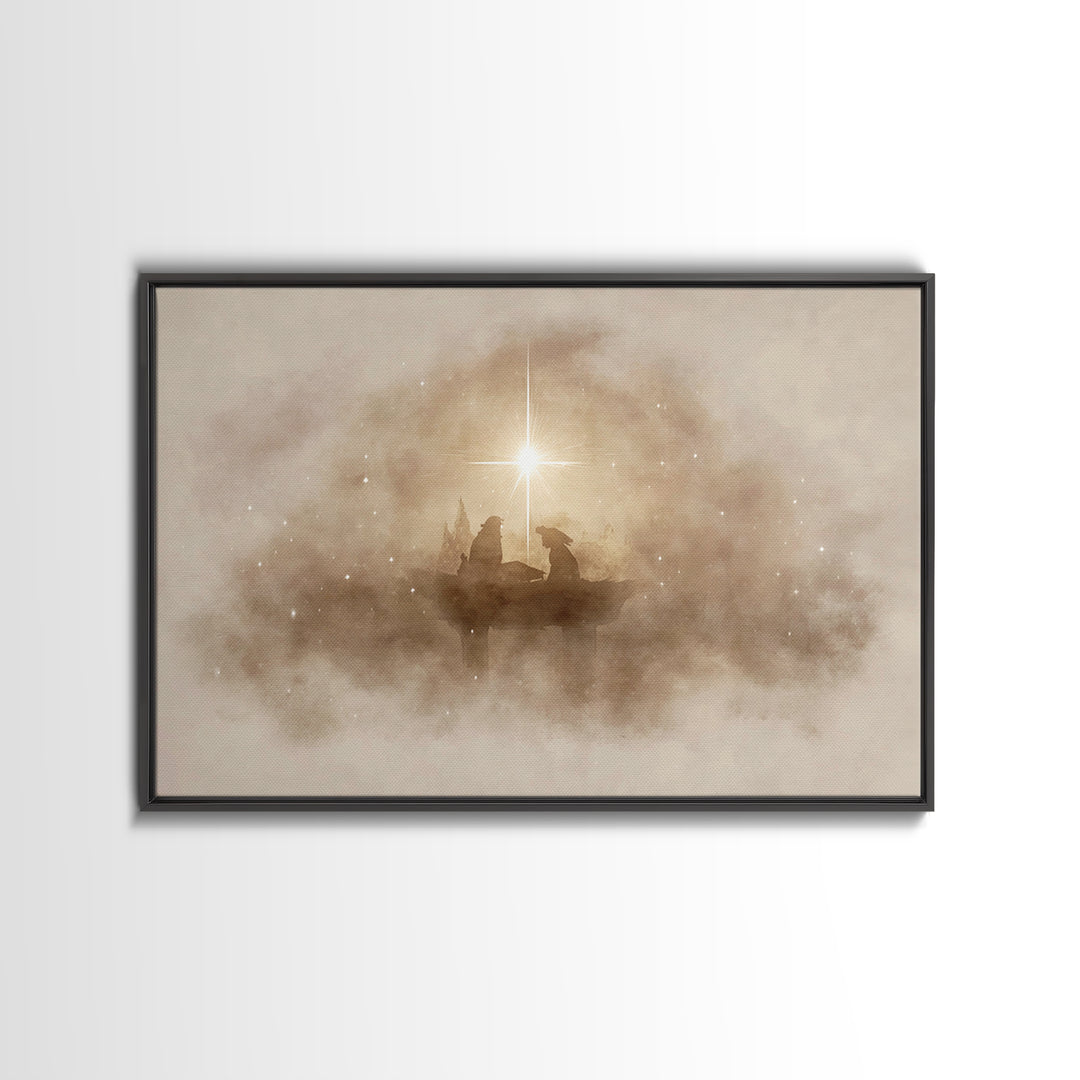 Holy Manger Light – Framed Canvas Print – Christian Wall Art – Christmas Art Prints – Christian Christmas Art – Modern Christian Art