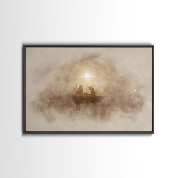 Holy Manger Light – Framed Canvas Print – Christian Wall Art – Christmas Art Prints – Christian Christmas Art – Modern Christian Art