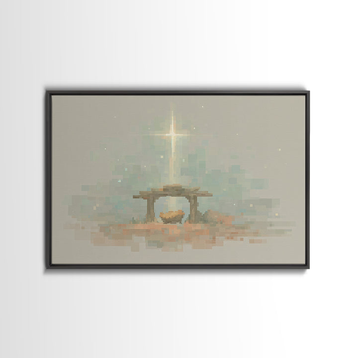 Starry Stable Hope – Framed Canvas Print – Christmas Canvas Wall Art – Christian Decorations – Christian Art Work – Christian Christmas Dec