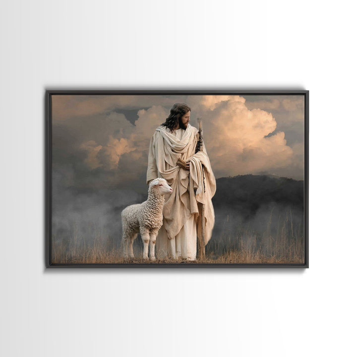 Still Fields Grace – Framed Canvas Print – Christian Art Work – Jesus Canvas Art – Minimalist Christian Art – Unique Christian Art