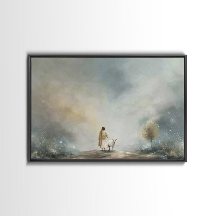 Shepherds Of Light – Framed Canvas Print – Christian Wall Art – Jesus Painting – Christian Art Canvas – Christian Decor – Christmas Art