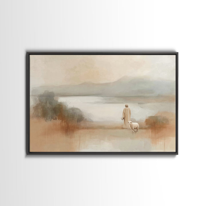Quiet Pasture Grace, Framed Canvas Print, Christian Art Print, Jesus Painting Canvas, Subtle Christian Art, Christian Gift Ideas, Christmas