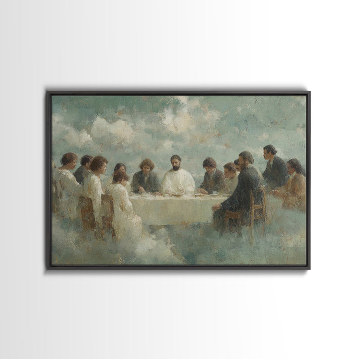 Heavenly Table Gathering – Framed Canvas Print – Christian Art Canvas – Modern Christian Painting – Jesus Wall Art – Christian Decorations