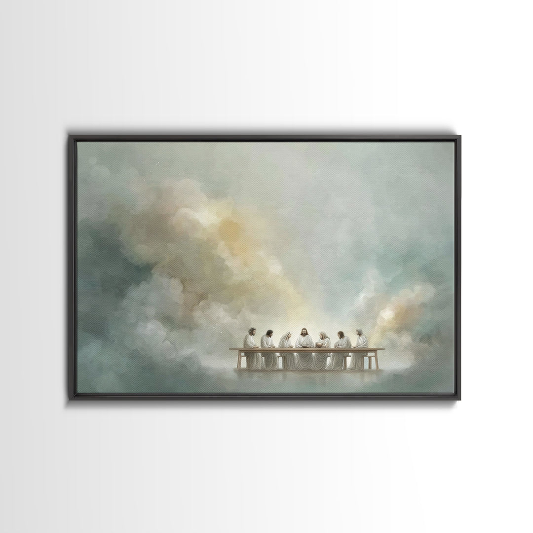 Clouds Of Communion, Framed Canvas Print, Christian Art Work, Jesus Painting, Large Christian Painting, Christian Christmas Decor, Christia