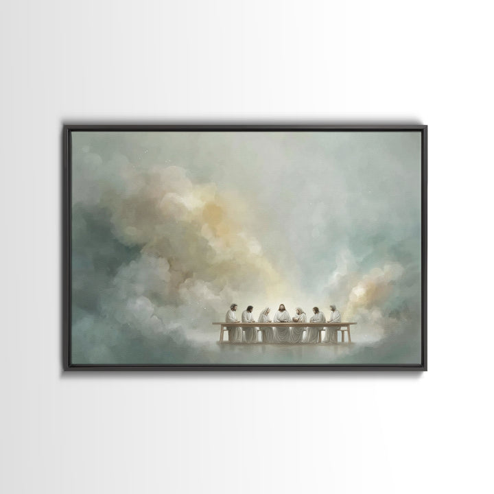 Clouds Of Communion, Framed Canvas Print, Christian Art Work, Jesus Painting, Large Christian Painting, Christian Christmas Decor, Christia