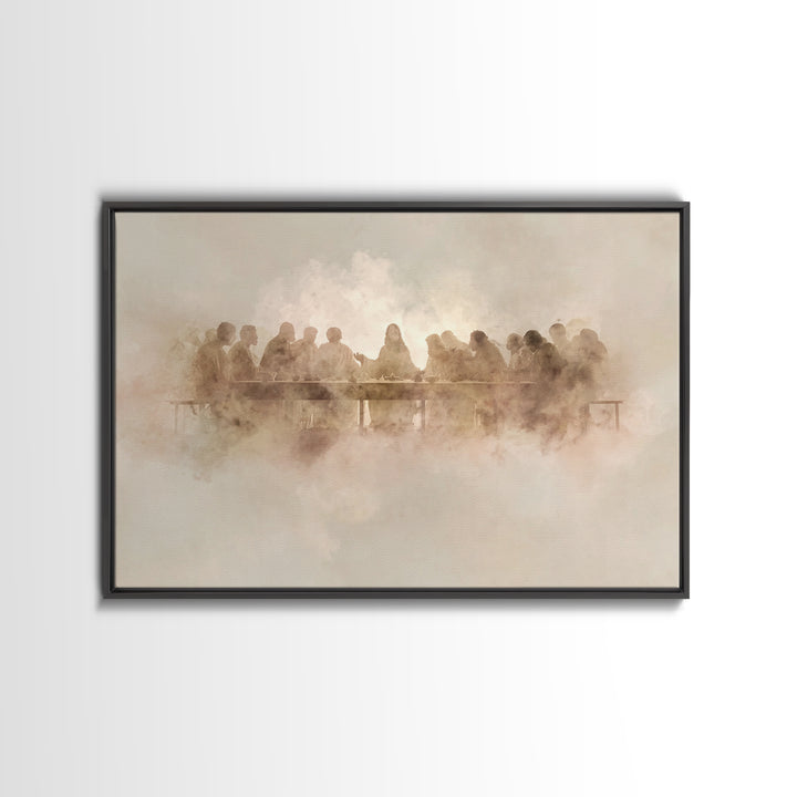 Divine Night Gathering, Framed Canvas Print, Christian Wall Art, Jesus Painting, Christian Christmas Art, Framed Christmas Art, Christian A