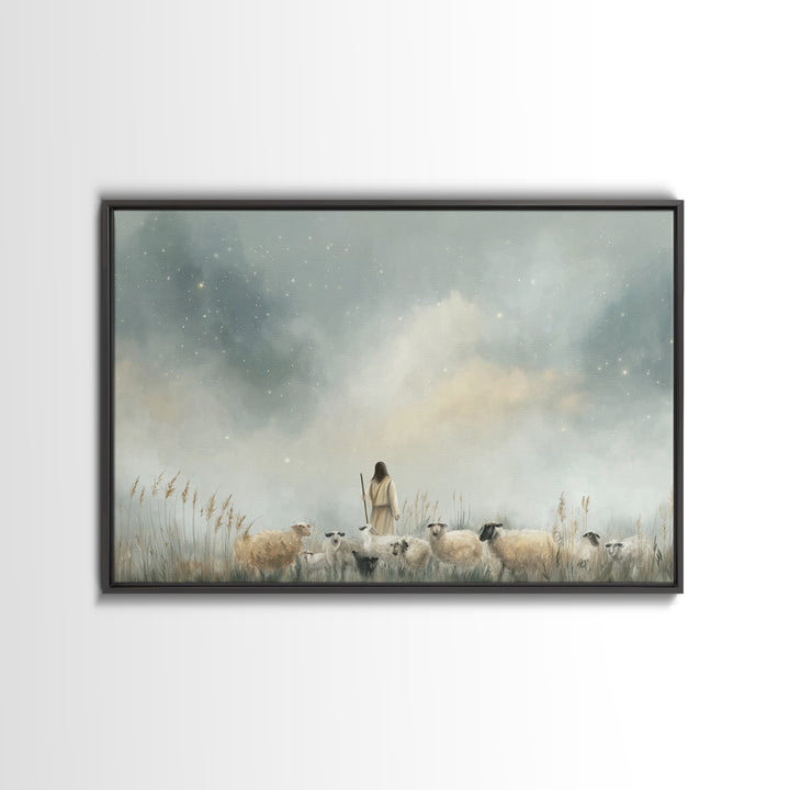 Stars Of The Shepherd, Framed Canvas Print, Jesus Art Print, Christian Wall Art, Christian Art Canvas, Christmas Art, Christian Christmas D