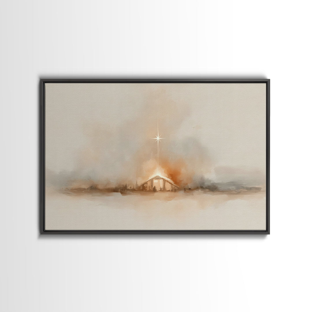 Heavenly Night – Framed Canvas Print – Christian Wall Art – Christmas Art – Christian Art Canvas – Jesus Christmas Art – Christian Gift