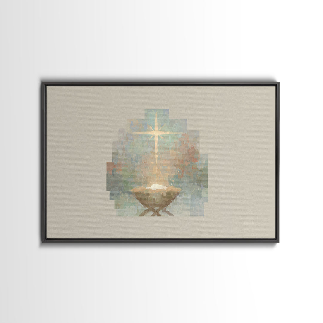 Sacred Dawn | Framed Canvas Print | Christian Art Canvas | Christmas Wall Art | Jesus Painting | Christian Christmas Art | Christian Home D