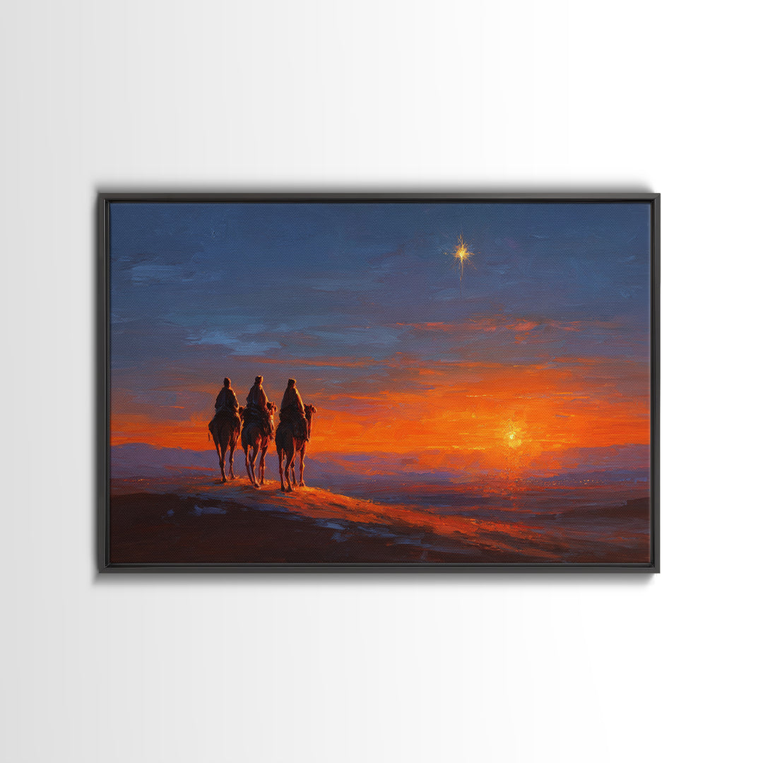Bethlehem Journey – Framed Canvas Print – Christian Art Canvas – Christian Art – Christian Christmas Art – Christmas Wall Art – Subtle Chri