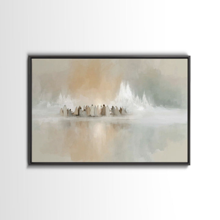 Gathered In Light | Framed Canvas Print | Christian Art Canvas | Christmas Art | Christian Wall Art | Jesus Christmas Art | Christian Decor