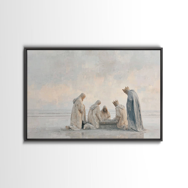Quiet Devotion – Framed Canvas Print – Christian Wall Art – Christian Art Canvas – Christmas Art – Jesus Christmas Art – Christian Christma