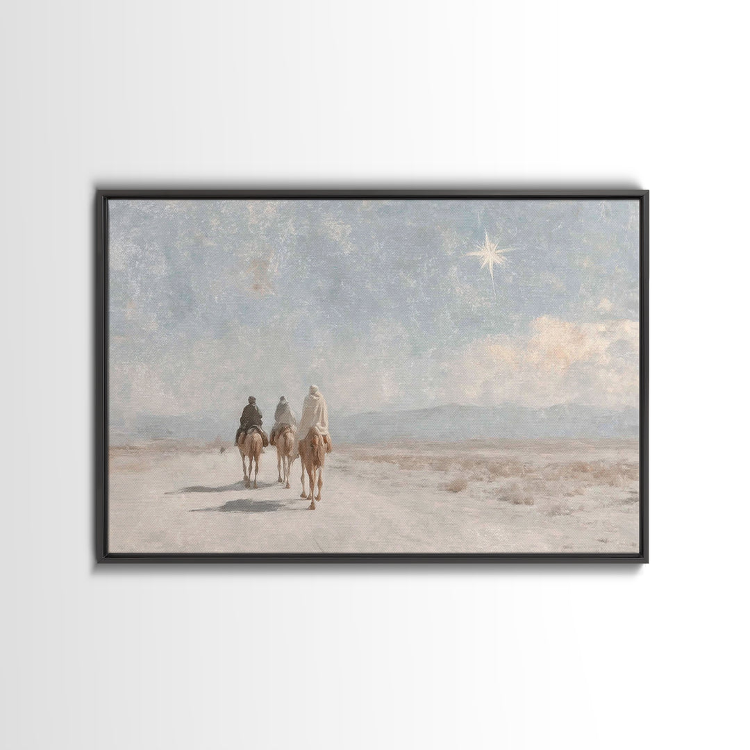 Holy Star Path – Framed Canvas Print – Christian Christmas Art – Christian Art – Christian Art Canvas – Vintage Christmas Art – Christmas W