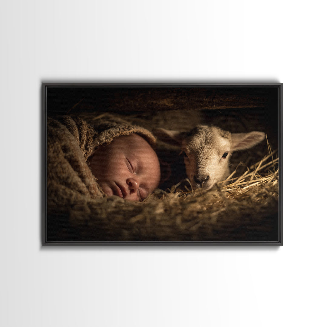 Silent Nativity – Framed Canvas Print – Christian Art Canvas – Christian Wall Art – Christmas Wall Art – Christian Art – Jesus Painting
