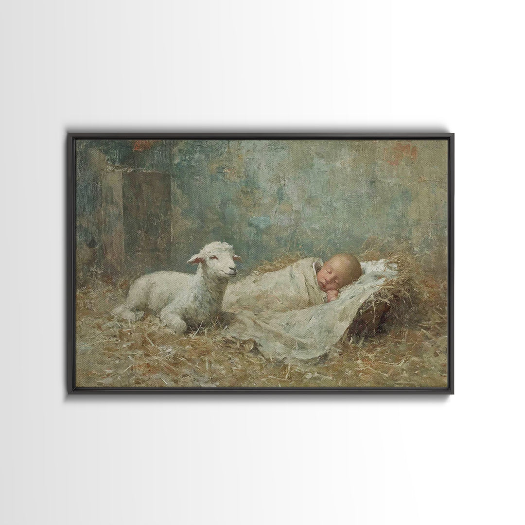 Holy Night Peace – Framed Canvas Print – Jesus Painting – Christian Wall Art – Christian Art Canvas – Christian Art – Christmas Wall Art