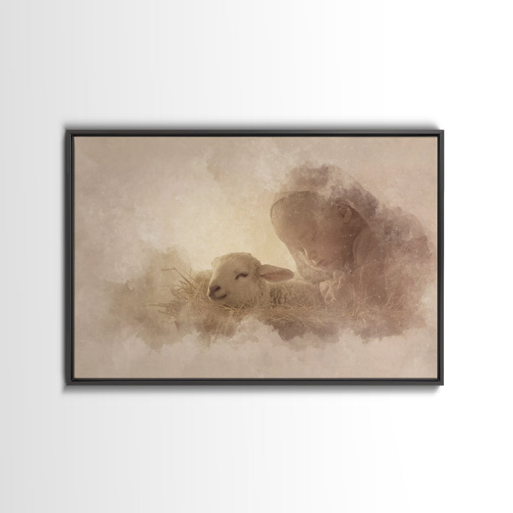 Divine Innocence – Framed Canvas Print – Christian Wall Art – Jesus Painting – Christian Art – Christmas Wall Art – Christian Art Canvas