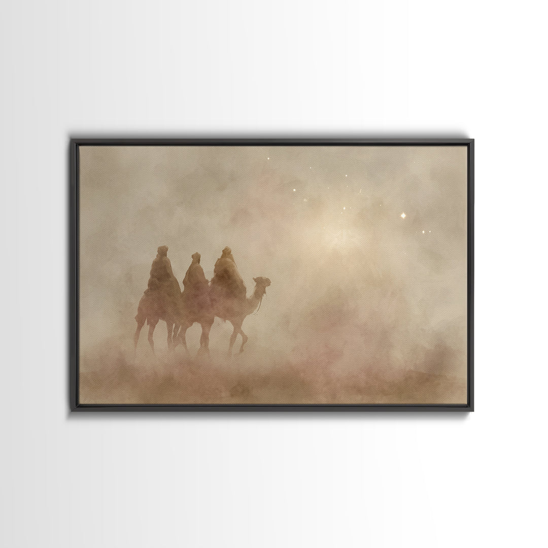 Sacred Night Trail – Framed Canvas Print – Christian Art – Christian Wall Art – Christian Christmas Art – Christmas Art Prints – Unique Chr