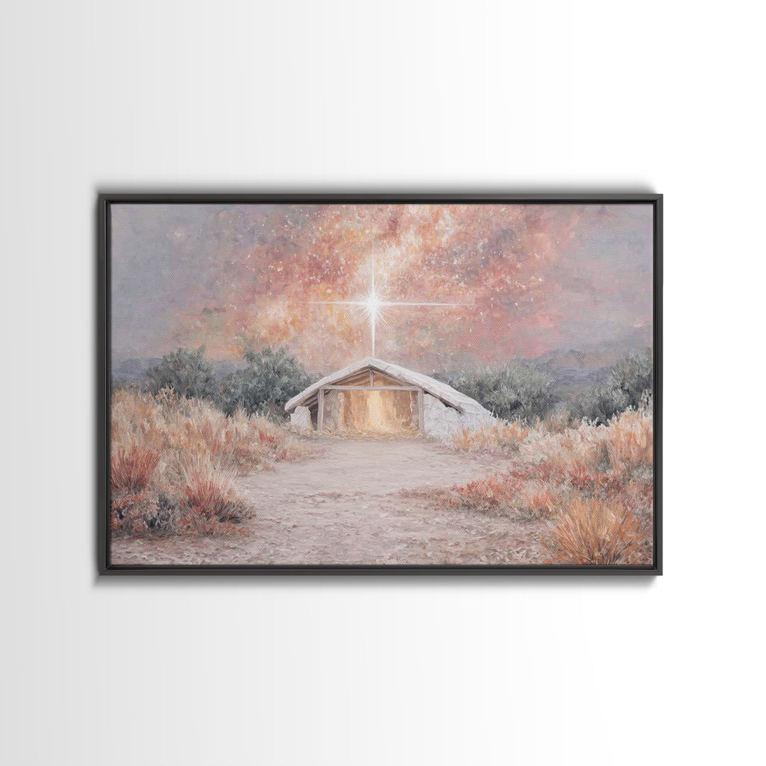Cherished Nativity – Framed Canvas Print – Jesus Painting – Christian Art – Christian Wall Art – Christmas Wall Art – Christian Art Canvas