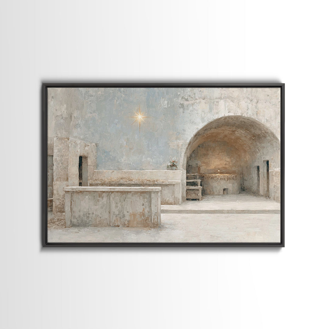 Star of Hope – Framed Canvas Print – Christian Wall Art – Christmas Art – Christian Art Canvas – Vintage Christmas Art