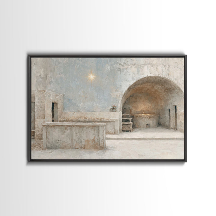 Star of Hope – Framed Canvas Print – Christian Wall Art – Christmas Art – Christian Art Canvas – Vintage Christmas Art
