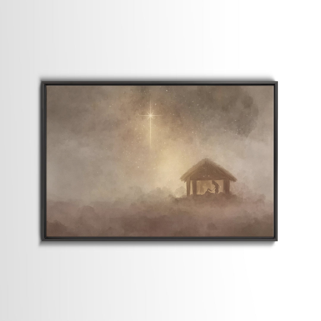 Silent Nativity – Framed Canvas Print – Christian Christmas Art – Christian Art Canvas – Christmas Wall Art – Christian Wall Art