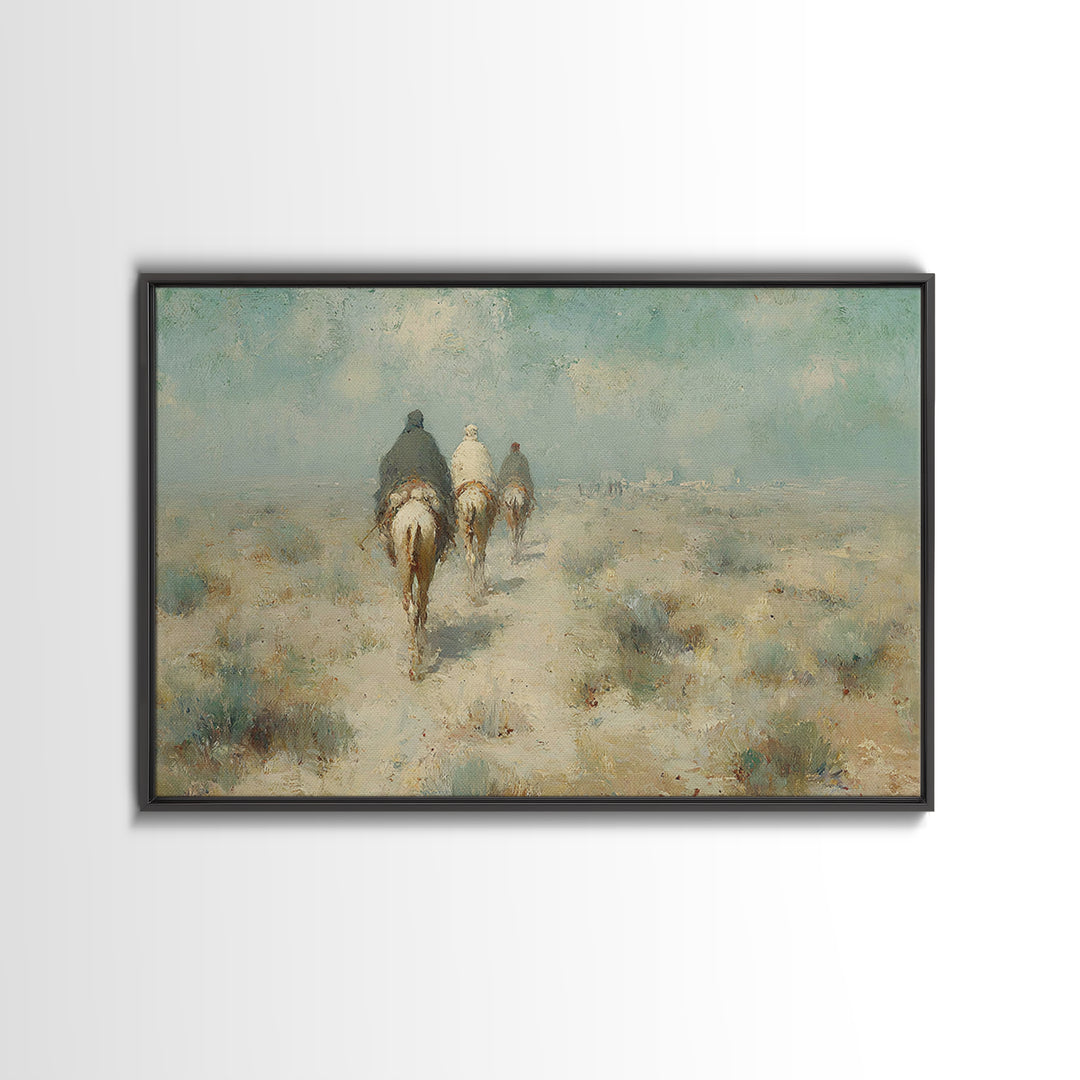 Pilgrims Of Light – Framed Canvas Print – Christmas Wall Art – Christian Art Canvas – Christian Art – Christian Christmas Art – Modern Chri