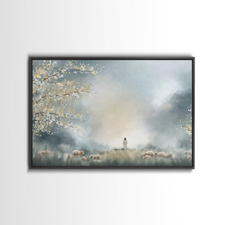 Pasture Of Light – Framed Canvas Print – Christian Wall Art – Christian Art Print – Jesus Painting – Modern Christian Art – Christian Decor