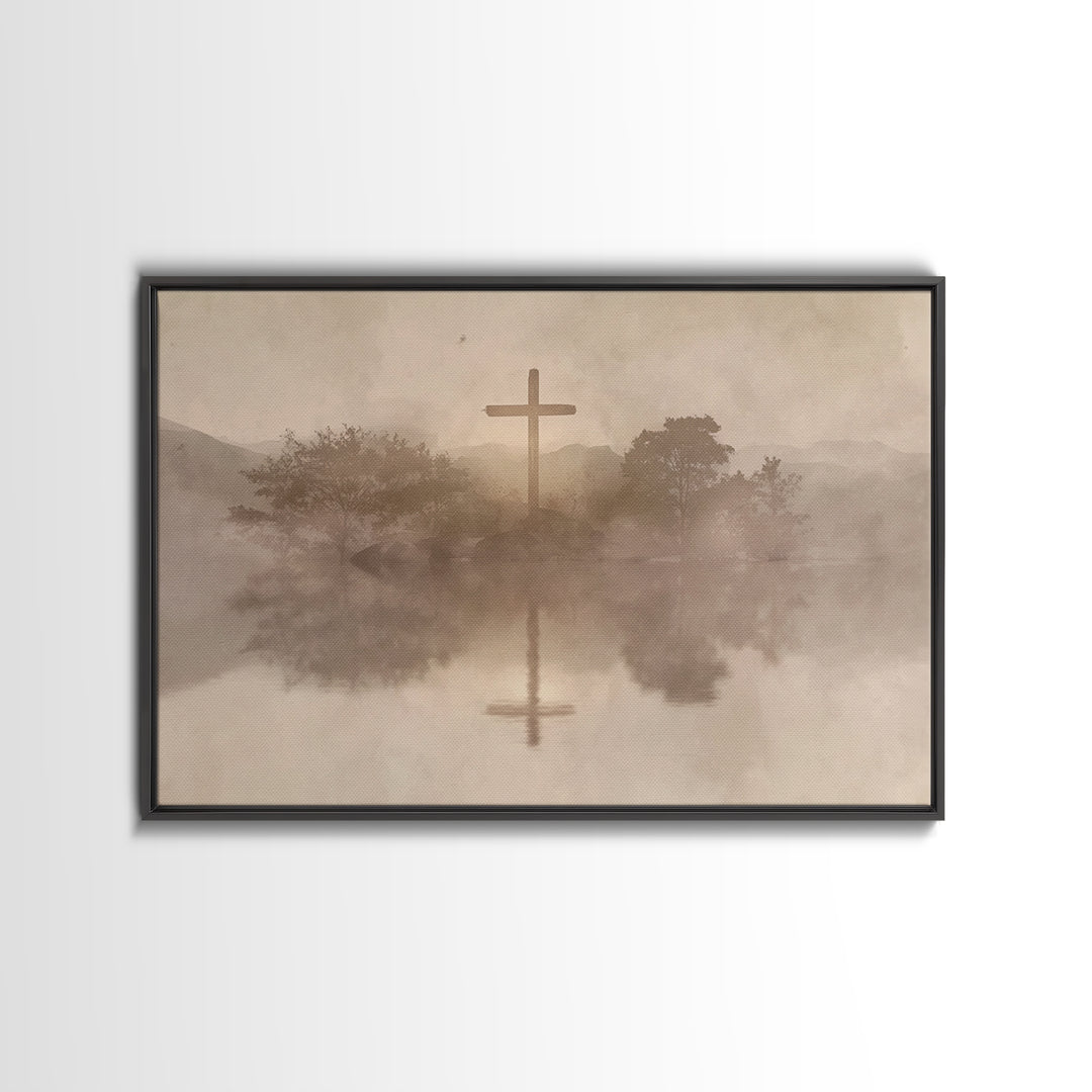 Cross Of Serenity – Framed Canvas Print – Christian Wall Art – Christian Art Canvas – Minimalist Christian Art – Christian Gift – Christmas