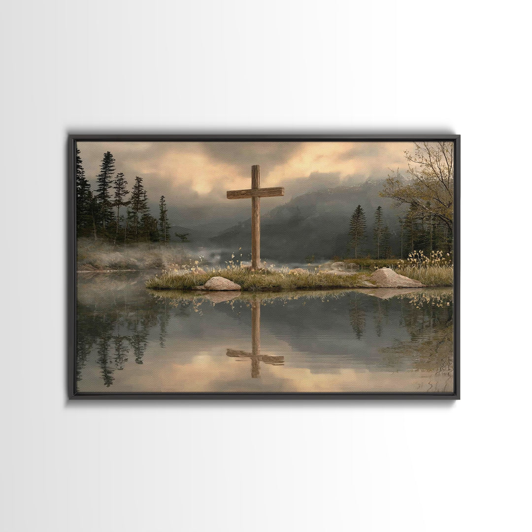 Reflection Of Hope, Framed Canvas Print, Christian Wall Art, Modern Christian Art, Christian Art Painting, Christian Christmas Art, Christi