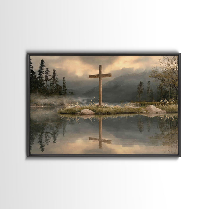 Reflection Of Hope, Framed Canvas Print, Christian Wall Art, Modern Christian Art, Christian Art Painting, Christian Christmas Art, Christi