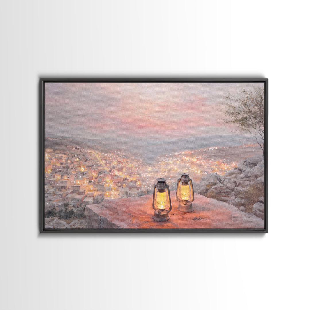Hillside Glow – Framed Canvas Print – Christian Wall Art – Christmas Art – Christian Art Canvas – Christian Gift – Modern Christian Paintin