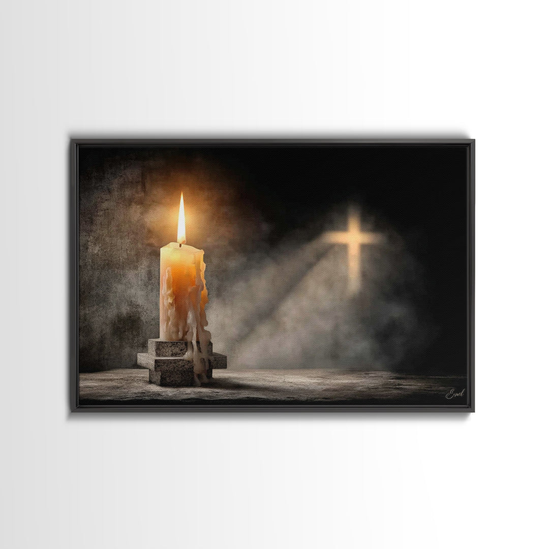 Light Of Mercy | Framed Canvas Print | Christian Art Canvas | Christian Wall Art | Moody Christian Art | Christian Art
