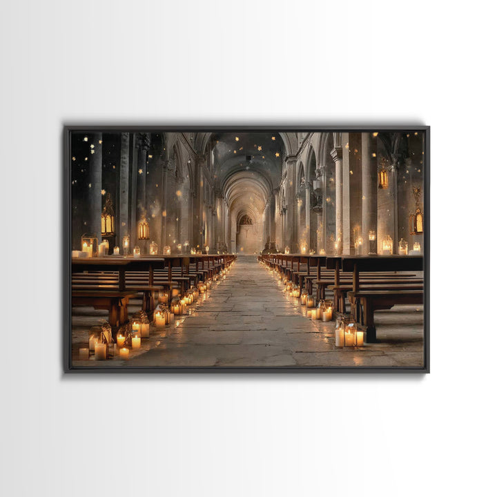 Midnight Chapel Light | Framed Canvas Print | Christian Wall Art | Christian Art Canvas | Moody Christian Art | Christian Gift Ideas | Chri