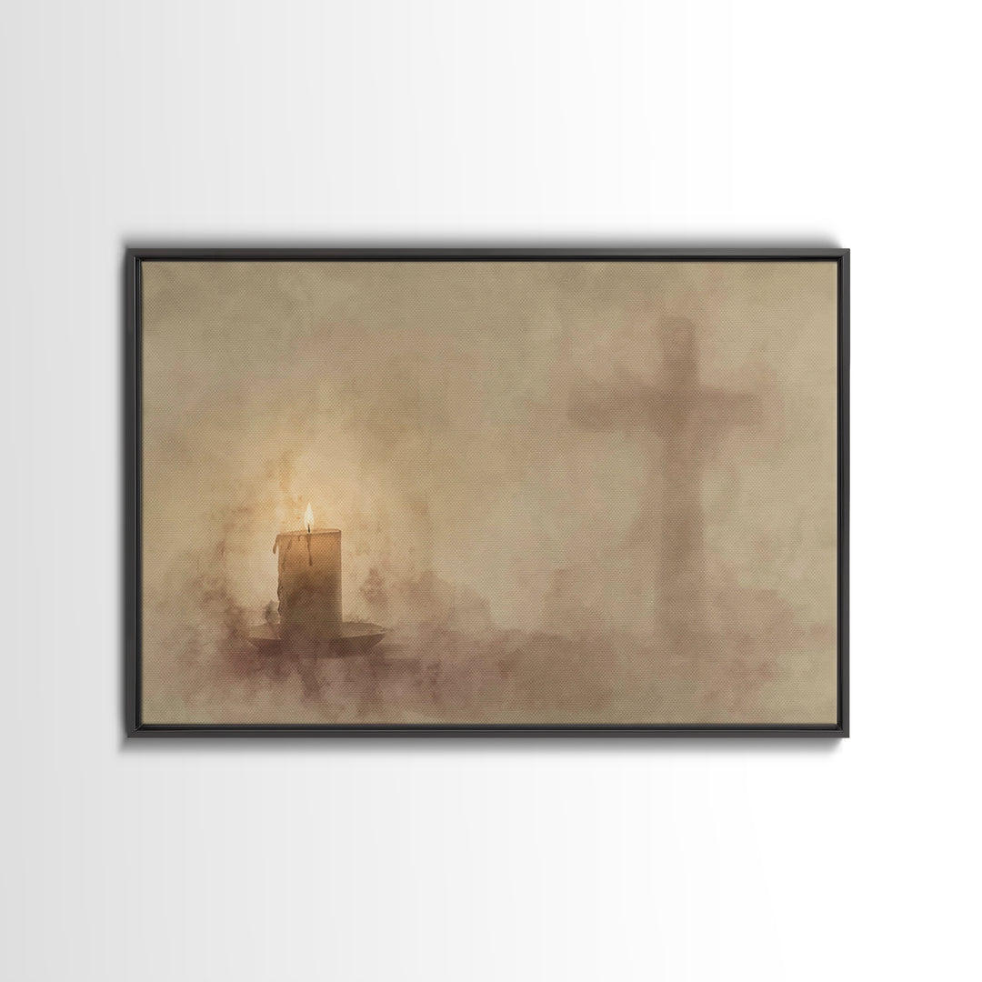 Quiet Devotion – Framed Canvas Print – Christian Art – Christian Wall Art – Moody Christian Art – Christian Art Canvas
