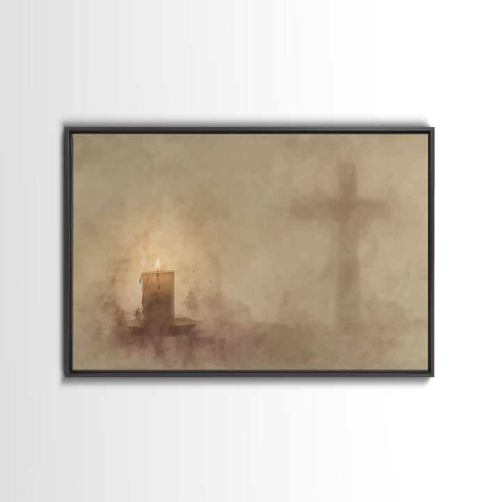 Quiet Devotion – Framed Canvas Print – Christian Art – Christian Wall Art – Moody Christian Art – Christian Art Canvas