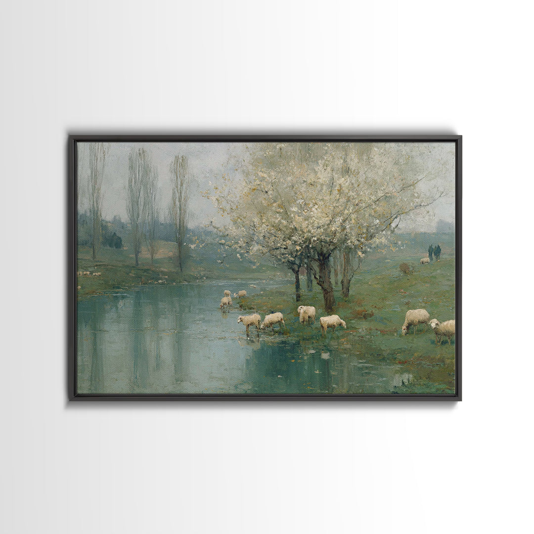 Still Waters Grace, Framed Canvas Print, Christian Wall Art, Christian Art Canvas, Vintage Christian Art, Christian Painting, Christian Gif