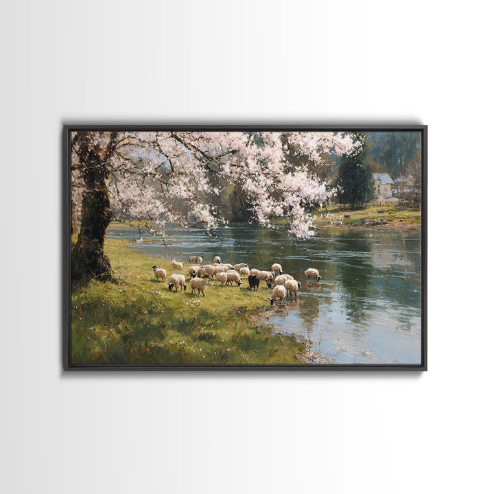 Spring Shepherd Light | Framed Canvas Print | Christian Wall Art | Christian Art Canvas | Pastoral Scenery | Christian Art Work | Christian