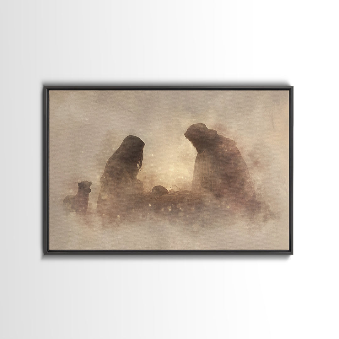 Holy Night Grace – Framed Canvas Print – Christian Wall Art – Jesus Painting – Christian Christmas Art – Christian Art Canvas – Jesus Art