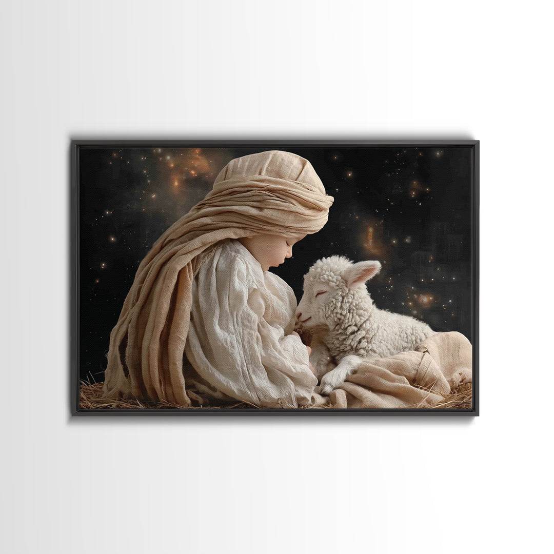 Blessed Dawn Family, Framed Canvas Print, Christian Christmas Art, Christian Art Canvas, Jesus Painting, Christian Wall Art, Christmas Art