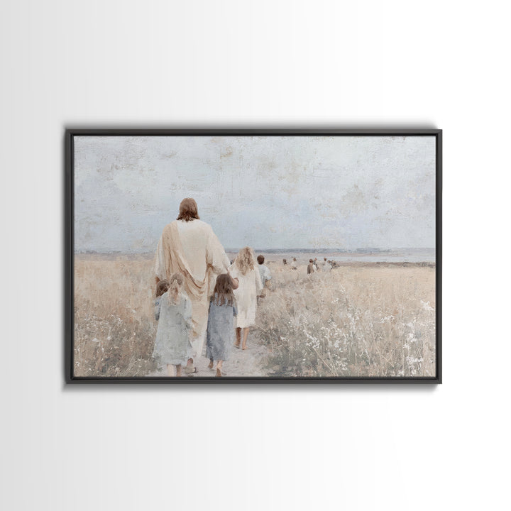 Fields Of Hope – Framed Canvas Print – Christian Art Canvas – Large Jesus Painting – Christian Wall Art – Christian Gift – Vintage Christia