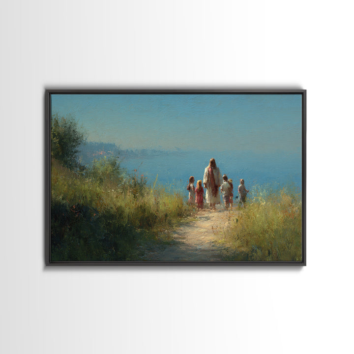 Shoreline Blessing – Framed Canvas Print – Jesus Painting – Christian Wall Art – Christian Art Canvas – Christian Decor – Modern Christian