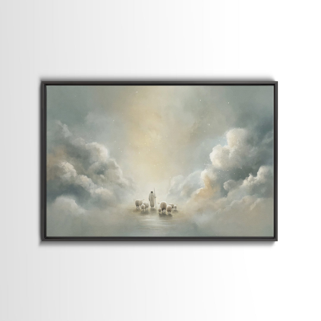 Cloudborne Peace – Framed Canvas Print – Minimalist Christian Art – Christian Art Canvas – Christian Wall Art – Subtle Christian Art – Chri