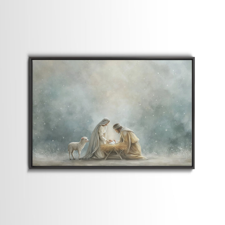 Innocent Faith – Framed Canvas Print – Christian Art Canvas – Jesus Painting – Christian Decor – Christian Christmas Art – Christmas Wall A