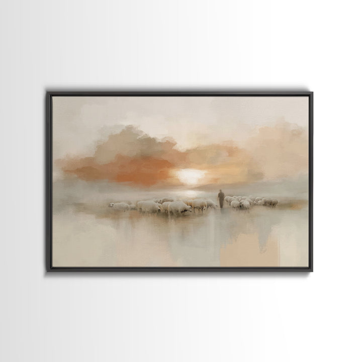 Pastoral Ember – Framed Canvas Print – Christian Wall Art – Christian Art Canvas – Jesus Painting – Subtle Christian Art – Christian Home D
