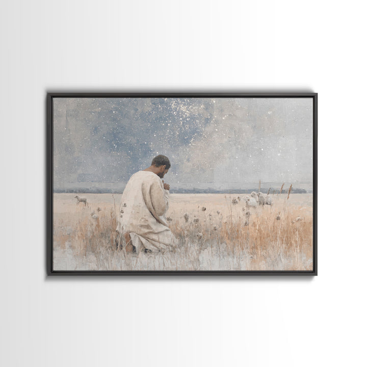 Night Of Prayer – Framed Canvas Print – Christian Wall Art – Jesus Painting – Christian Art Canvas – Vintage Christian Art – Christian Gift